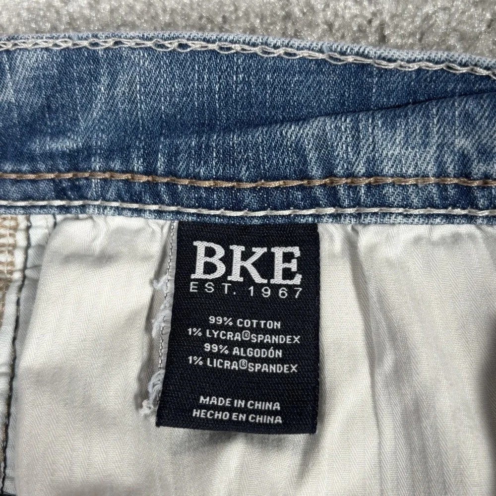 BKE Jake Jeans Mens 32x32 (Tag 32x34) Light Blue Denim Straight Leg Custom Hems